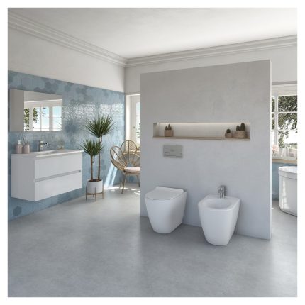 Amsterdam series back-to-wall bidet with single hole in white ceramic